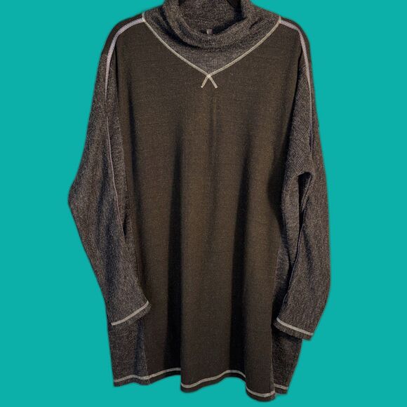 Free People FP Movement Size Large Women's Black/Grey Tunic Top Mock neck - Picture 2 of 11